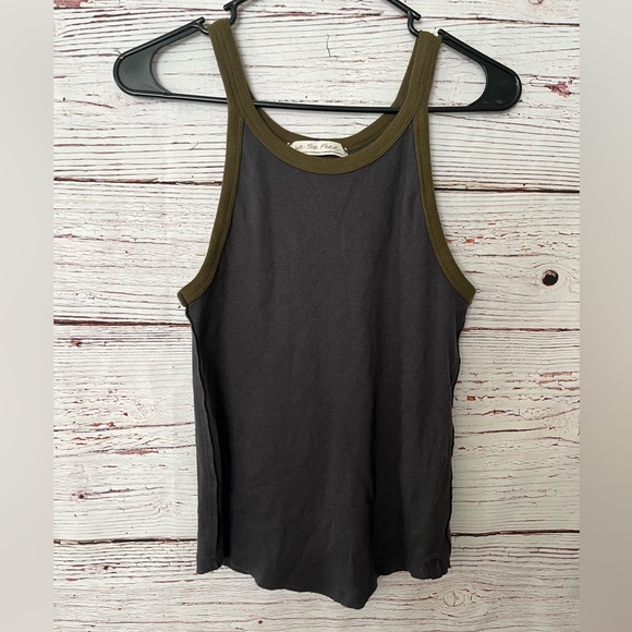 Free People Only One Ringer Gray Ribbed Tank Top - Picture 3 of 5